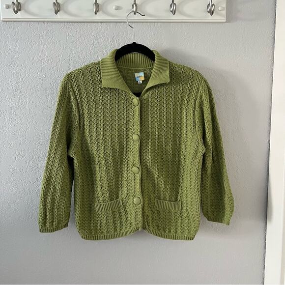 Cubix Green Button-Front Cardigan - Picture 1 of 7